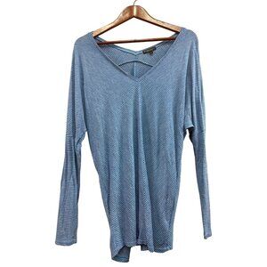 Beyond Yoga Womens Striped Long Sleeve Top M Blue Rayon & Polyester